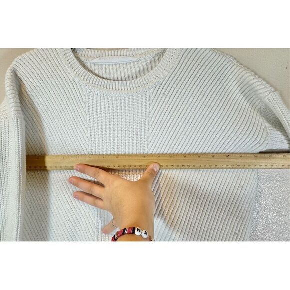 Athleta Merino Wool Blend Chunky Ribbed Cream Crewneck Women's Sweater Small - Picture 9 of 10